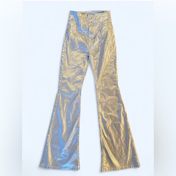 We The Free Jayde Metallic Flare Jeans Disco Ball Silver Size 29 - Picture 5 of 6